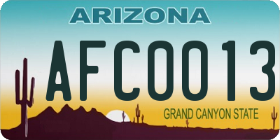 AZ license plate AFC0013