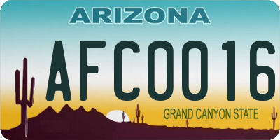 AZ license plate AFC0016