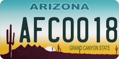 AZ license plate AFC0018