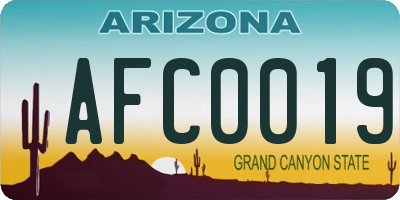 AZ license plate AFC0019
