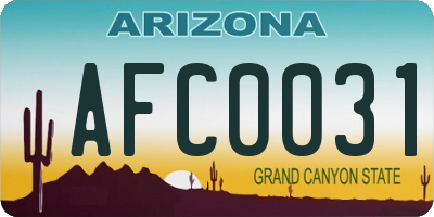 AZ license plate AFC0031