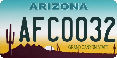 AZ license plate AFC0032