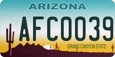 AZ license plate AFC0039