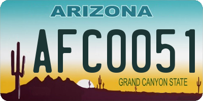 AZ license plate AFC0051