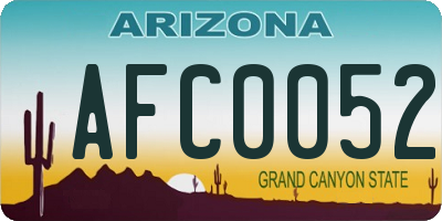 AZ license plate AFC0052