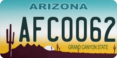 AZ license plate AFC0062