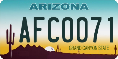 AZ license plate AFC0071
