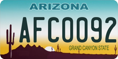 AZ license plate AFC0092