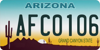 AZ license plate AFC0106