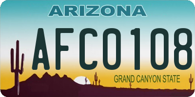 AZ license plate AFC0108