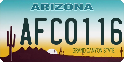 AZ license plate AFC0116