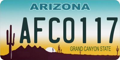 AZ license plate AFC0117