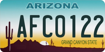 AZ license plate AFC0122