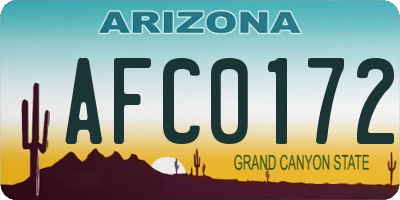 AZ license plate AFC0172