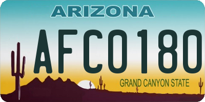 AZ license plate AFC0180