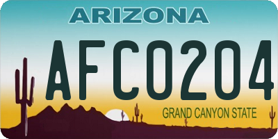 AZ license plate AFC0204