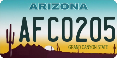 AZ license plate AFC0205