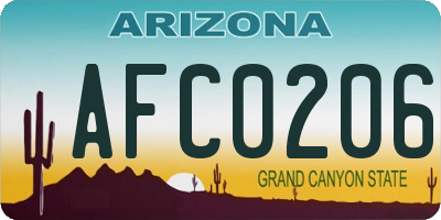 AZ license plate AFC0206