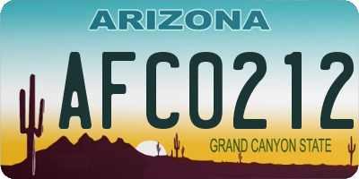 AZ license plate AFC0212