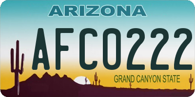 AZ license plate AFC0222