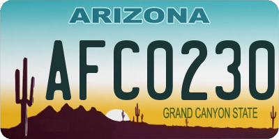 AZ license plate AFC0230