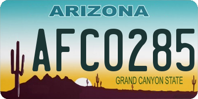 AZ license plate AFC0285