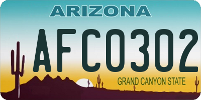 AZ license plate AFC0302