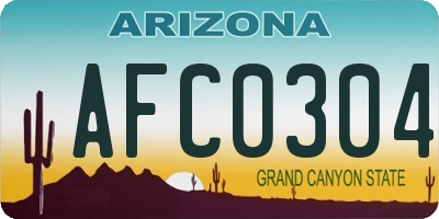 AZ license plate AFC0304
