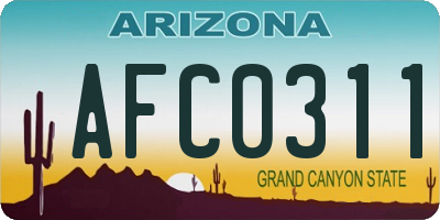 AZ license plate AFC0311