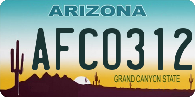 AZ license plate AFC0312