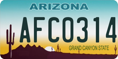 AZ license plate AFC0314