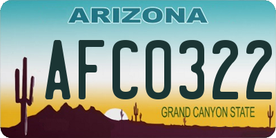 AZ license plate AFC0322