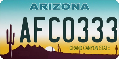 AZ license plate AFC0333