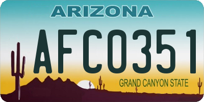 AZ license plate AFC0351
