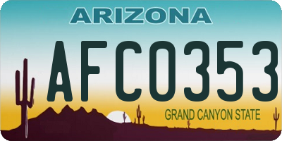 AZ license plate AFC0353