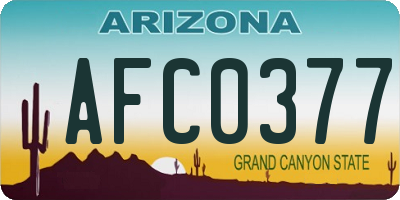 AZ license plate AFC0377