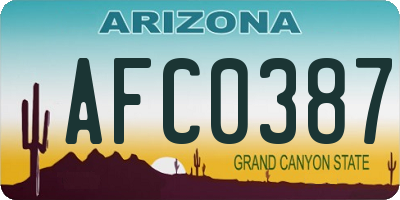 AZ license plate AFC0387