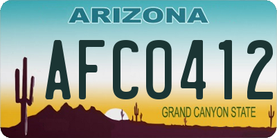 AZ license plate AFC0412