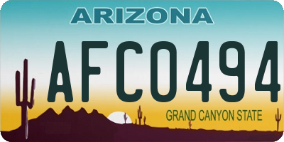 AZ license plate AFC0494