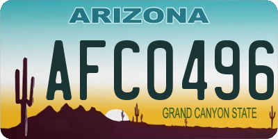 AZ license plate AFC0496