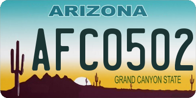 AZ license plate AFC0502