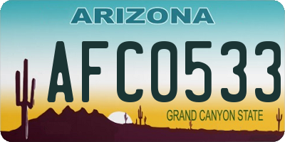 AZ license plate AFC0533