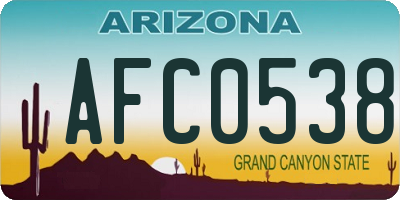 AZ license plate AFC0538
