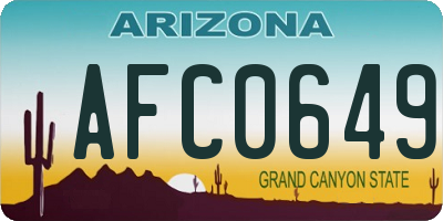 AZ license plate AFC0649