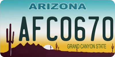 AZ license plate AFC0670