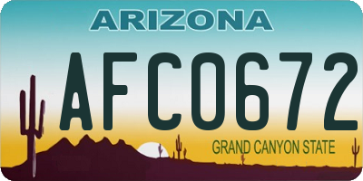 AZ license plate AFC0672
