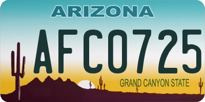 AZ license plate AFC0725