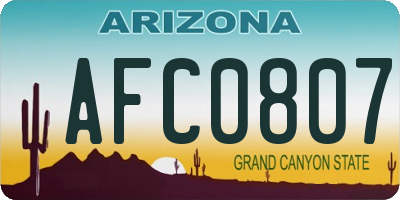 AZ license plate AFC0807