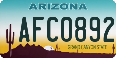 AZ license plate AFC0892