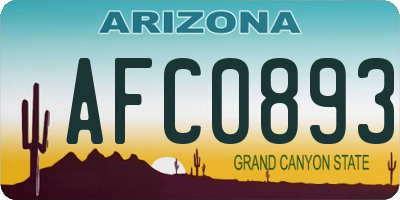 AZ license plate AFC0893
